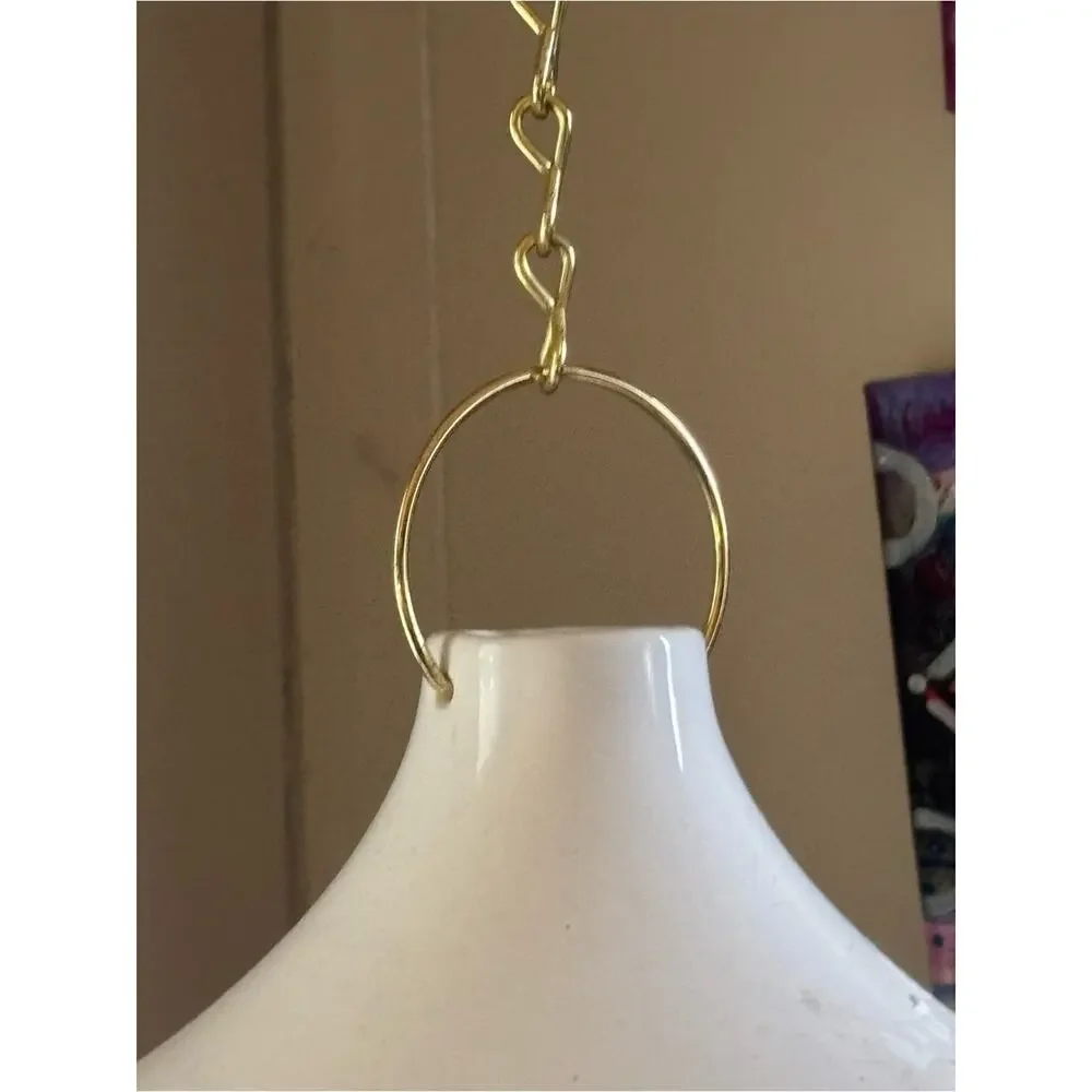 Floral Lantern Hanging on Gold Chain, Ceramic Candle Holder, PartyLite Sonata